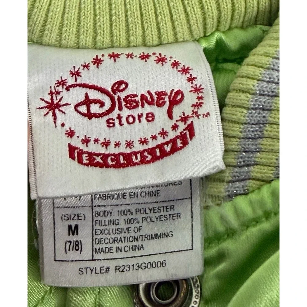 Vintage Disney Store Tinker Bell Satin Bomber Jacket‎ Girls M 7/8 Green Fairy